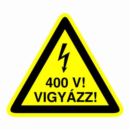 Vigyázz! 400v!, 10x12cm / Öntapadós vinil