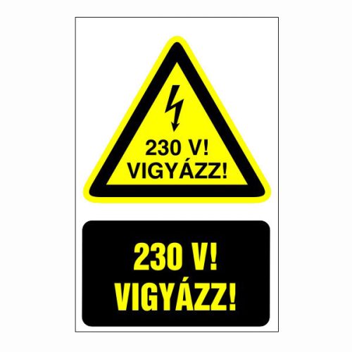 Vigyázz! 230v!, 16x25cm / Öntapadós vinil