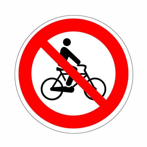Kerékpárral behajtani tilos!, 10x10cm / Öntapadós vinil
