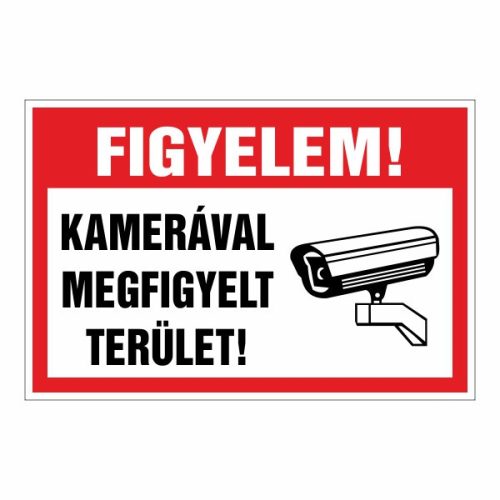 Figyelem! kamerával megfigyelt terület!, 15x10cm / Öntapadós vinil