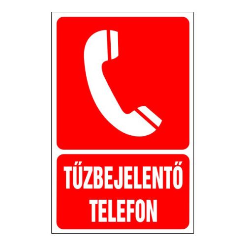 Tűzbejelentő telefon, 15x25cm / 1 mm Műanyaglemez