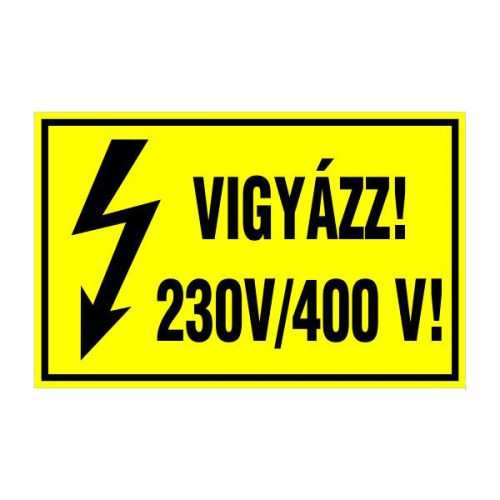 Vigyázz! 230v/400 v!, 16x10cm / Öntapadós vinil