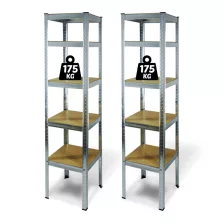   Fémpolc állvány - 5 szintes - fém - max. 175 kg - 180 x 40 x 40 cm - 2 db / csomag