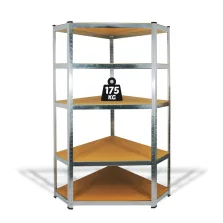   Fémpolc állvány - sarok - 5 szintes - fém - max. 175 kg - 180 x 90 x 30 cm
