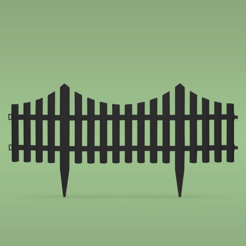 Virágágyás szegély / kerítés - 60 x 32 cm - fekete