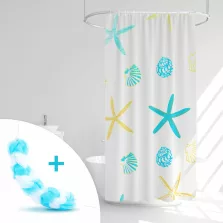   Zuhanyfüggöny szett fürdőpamaccsal - 3 féle - kék, zöld mintás - 180 x 180 cm