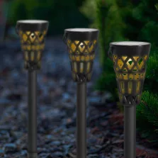   Leszúrható, akasztható szolár lámpa - melegfehér - 7 x 7 x 35 (+10) cm