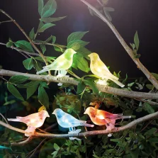   Szolár fényfüzér - madárka, csipeszes - 80 cm - 5 színes, RGB LED