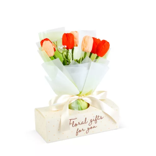 Műnövény dekoráció - tulipán - 24,5 x 11,5 x 40 cm