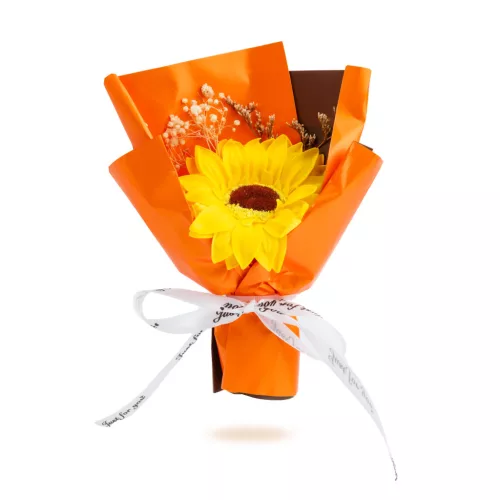 Műnövény dekoráció - napraforgó - 17 x 11 x 3 cm