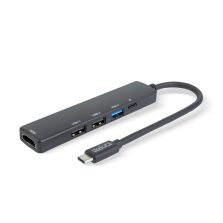   Multifunkciós USB Hub - HDMI + Type-C 3.0 - 3xUSB-A, 1xType-C - 5 Gbps, 100 W - fekete