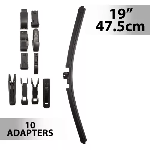 Ablaktörlő 19"/47,5 cm - 10 db adapterrel