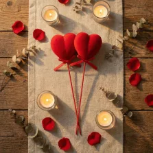   Leszúrható szív szett - piros plüss, habszivacs - 28 cm - 2 db / csomag