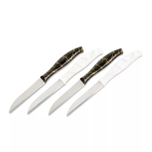 Konyhai kés készlet - 15 cm - fekete/fehér - 4 db / csomag