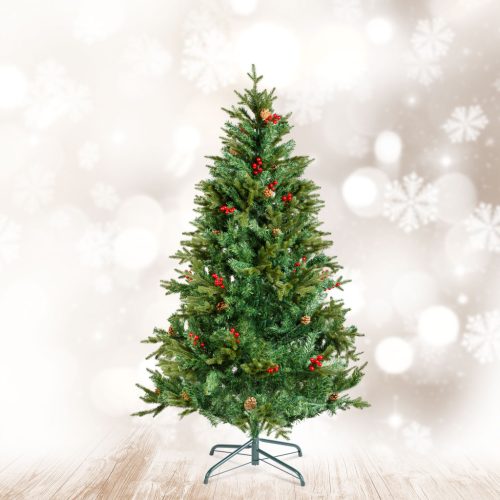 Műfenyő - 180 cm - PE / PVC - piros bogyóval