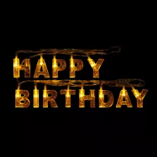   Születésnapi LED-es fényfüzér - "Happy Birthday" - 13 LED - 2 x AA - 2 m