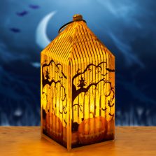   Halloween-i LED lámpás - tök - narancs LED - 2 x LR44 - 4 x 4 x 9,5 cm