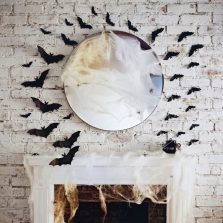   Halloween-i dekoráció - denevér szett - öntapadós - fekete - 30 db / csomag