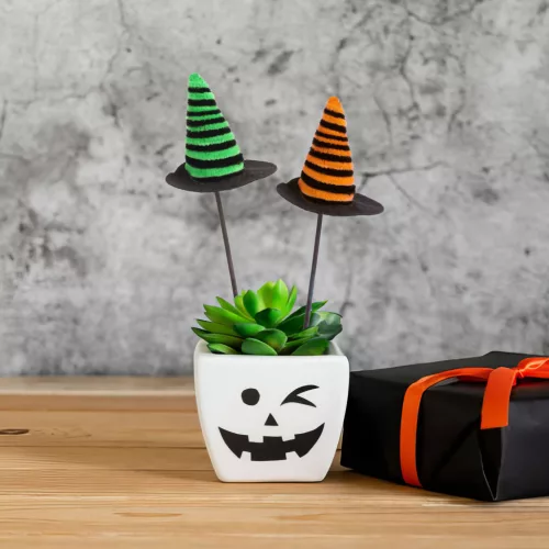 Halloween-i dekoráció szett - boszorkánykalap - leszúrható - 20 x 7 cm - 3 db / csomag