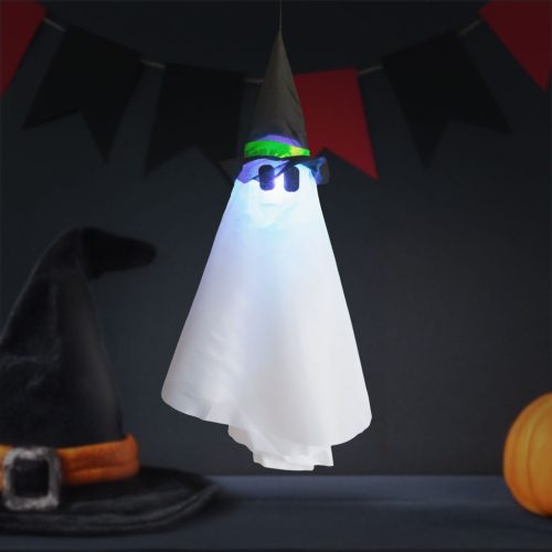 Halloween-i világító dekoráció - szellem - felakasztható - RGB LED - 70 x 50 cm