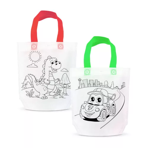 Színezhető ajándéktáska - 4 filccel - 24 x 22 cm - 2 féle