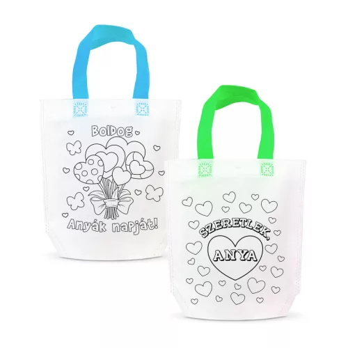 Színezhető ajándéktáska - 4 filccel - 24 x 22 cm - 2 féle