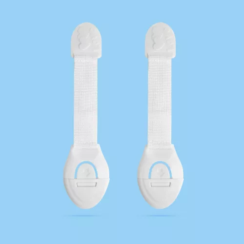 Biztonsági gyerekzár ajtóra - 21 cm - öntapadós - fehér - 2 db / csomag