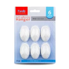   Öntapadós akasztó - fehér - műanyag - 2,5 x 4 cm - 6 db / csomag