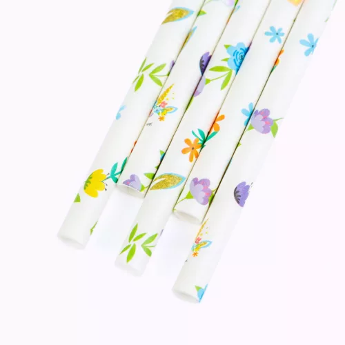 Papír szívószál - virág - 197 x 6 mm - 25 db / csomag