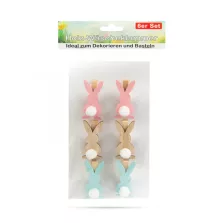   Húsvéti dekorációs fa csipesz - nyuszi - 3 féle - 6 db / csomag
