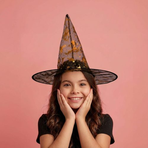 Halloween-i boszorkány kalap - 4 szín, poliészter - 38 x 34 cm