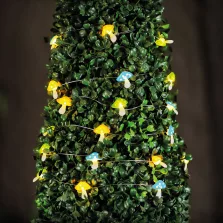   Szolár LED fényfüzér - gomba - 2,4 m - 25 LED - melegfehér