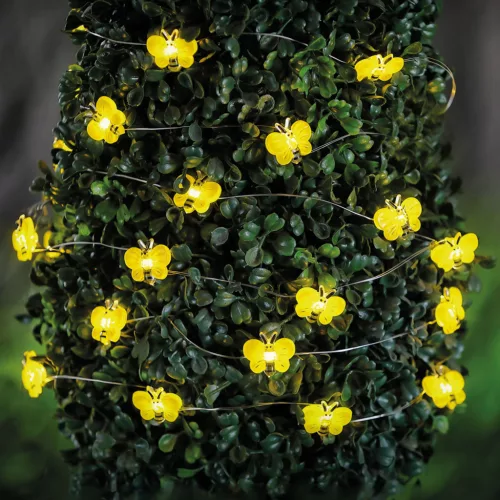 Szolár LED fényfüzér - méhecske - 2,4 m - 25 LED - melegfehér