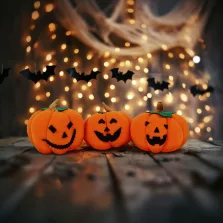   Halloween-i tök dekoráció - 10 x 10 x 11 cm - 3 féle - 3 db / csomag