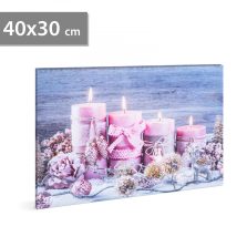   Karácsonyi LED-es hangulatkép - fali akasztóval, 2 x AA, 40 x 30 cm