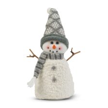   Karácsonyi hóember dekor - bot kezekkel, sapkában - 35 x 22 cm