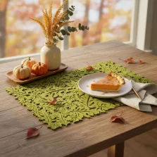 Őszi dekoráció - alátét - filc, zöld - 44,5 x 28,5 cm