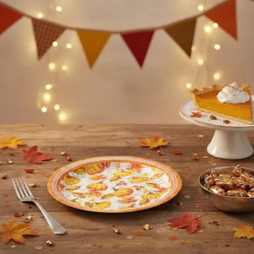 Papírtányér szett - tökös - 2 méret - 12 db / csomag