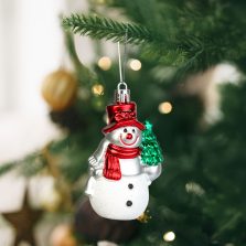   Karácsonyi dekoráció - hóember - akasztható - műanyag - 9 x 5,5 cm