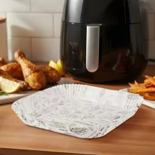   Air fryer sütőpapír - olaj nélküli sütőhöz - mintás, négyzet - 23 cm - 50 db / csomag