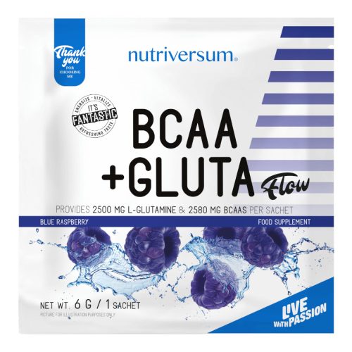 BCAA+GLUTA - 6 g - FLOW - Nutriversum - kék málna