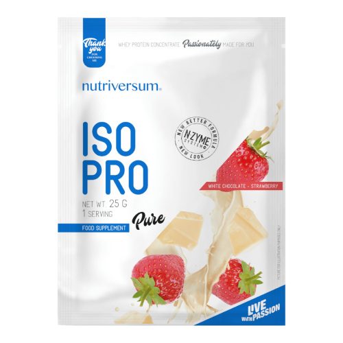 ISO PRO - 25 g - PURE - Nutriversum - fehércsokoládé-eper
