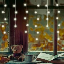   Home KAF 50C LED/WW LED-es fényfüggöny, 0,81 m / 50 db melegfehér LED,  fehér vezeték, álló fényű, hálózati adapter, beltéri kivitel