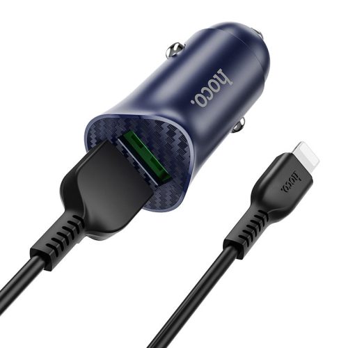 Hoco. Z39 Autós Gyorstöltő Adapter QC3.0 töltő kábellel, Fekete / Micro USB