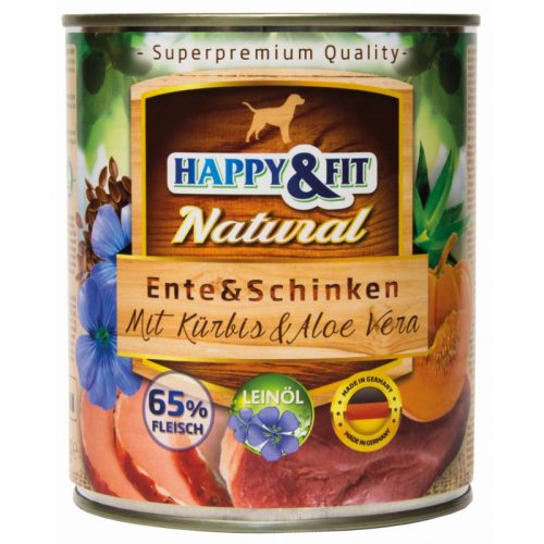 -Happy&Fit Natural Dog Konzerv Kacsa&Sonka Sütőtökkel&Aloe Verával 800g