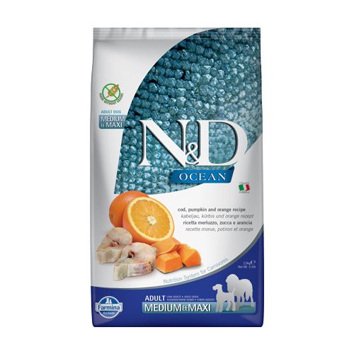 N&D Dog Ocean tőkehal, sütőtök&narancs adult medium/maxi 2,5kg