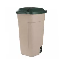 Műanyag kültéri szemetes 110l beige-zöld