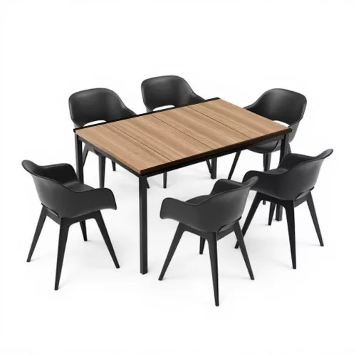 Flora 6+1 kerti bútor garnitúra szett kőris-grafit