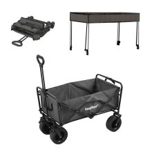 Összecsukható prémium kerti strandkocsi tetővel szürke