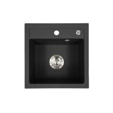   Nia szögletes egy medencés gránit mosogató szifonnal fekete